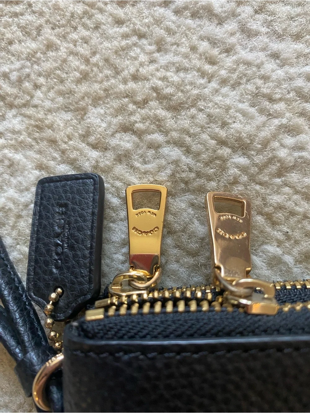 Coach Black Leather Wristlet with Gold Hardware